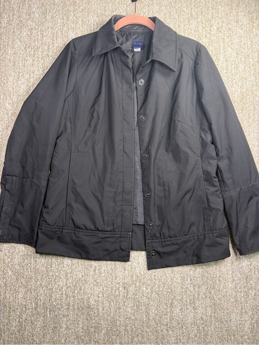 GAP Women's Black Lightweight Button-Front Shirt Jacket